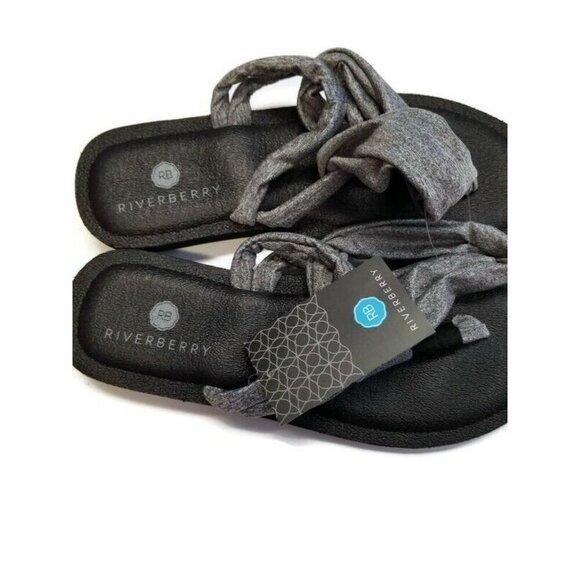 Riverberry Namaste Sling Style Flip Flops With Yoga Mat Padding Womens Sz 8 Gray - Picture 3 of 4